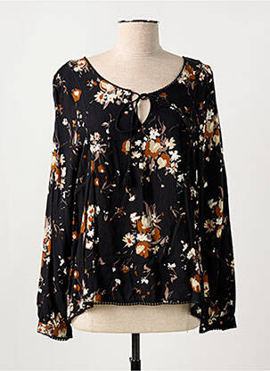 Bluză țesătură poplin mâneci lungi negru KANOPE femme