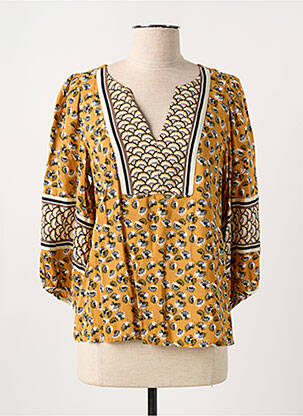 Bluză țesătură poplin mâneci 3/4 galben LOLA ESPELETA femme