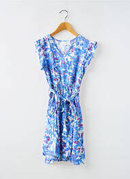 Rochie scurtă țesătură poplin mâneci scurte albastru PM MERE & FILLE fille