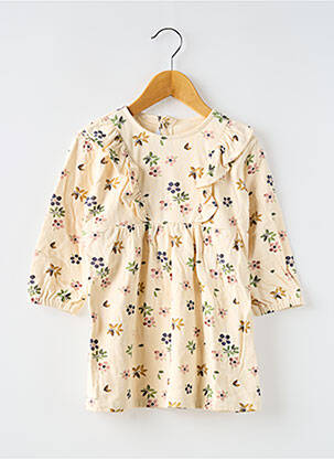 Rochie scurtă mâneci lungi mâneci lungi bej PETIT BATEAU fată
