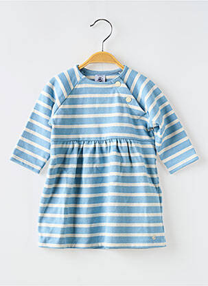 Rochie scurtă mâneci lungi mâneci lungi albastru PETIT BATEAU fată