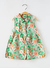 Rochie scurtă țesătură poplin fără mâneci verde MOULIN ROTY fille