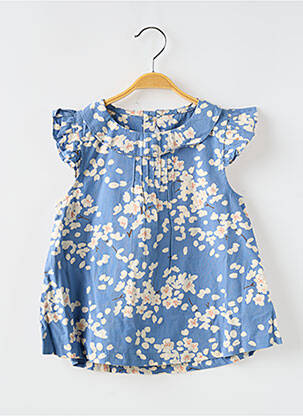 Bluză închidere presată mâneci scurte albastru PETIT BATEAU fată