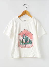 Tricou croială dreaptă mâneci scurte alb LYLA ROSE fille
