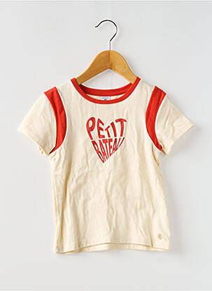 Tricou croială dreaptă mâneci scurte bej PETIT BATEAU fată