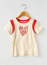 Tricou croială dreaptă mâneci scurte bej PETIT BATEAU fille