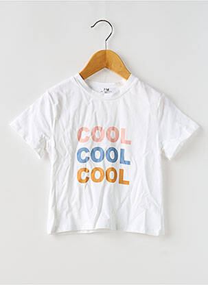 Tricou croială dreaptă mâneci scurte alb PM MERE & FILLE fată