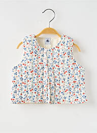 Vestă fără mâneci guler rotund alb PETIT BATEAU fille