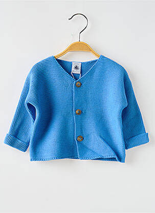 Vestă cu mâneci lungi guler în v albastru PETIT BATEAU fată