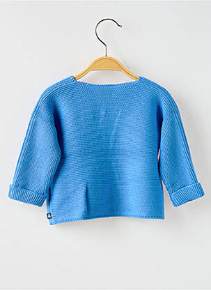 Vestă cu mâneci lungi guler în v albastru PETIT BATEAU fată