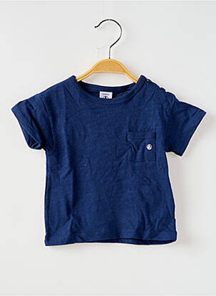 Tricou închidere cu nasturi pe umăr mâneci scurte albastru PETIT BATEAU fată