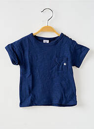 Tricou croială dreaptă mâneci scurte albastru PETIT BATEAU fille