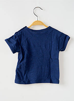 Tricou închidere cu nasturi pe umăr mâneci scurte albastru PETIT BATEAU fată