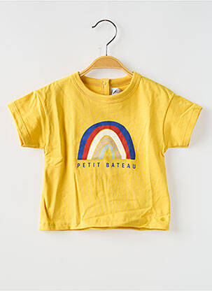 Tricou croială dreaptă mâneci scurte galben PETIT BATEAU fată