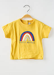 Tricou croială dreaptă mâneci scurte galben PETIT BATEAU fille