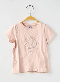 Tricou croială dreaptă mâneci scurte roz PETIT BATEAU fille