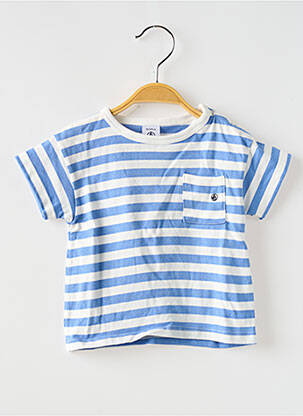Tricou închidere cu nasturi pe umăr mâneci scurte albastru PETIT BATEAU fată
