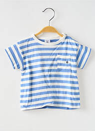 Tricou croială dreaptă mâneci scurte albastru PETIT BATEAU fille