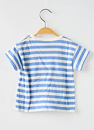 Tricou închidere cu nasturi pe umăr mâneci scurte albastru PETIT BATEAU fată