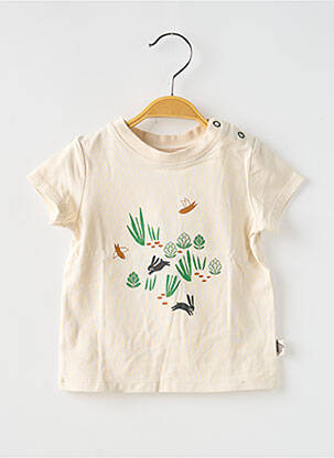 Tricou croială dreaptă mâneci scurte bej MOULIN ROTY copil