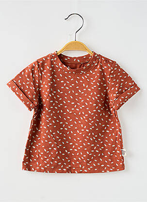 Tricou croială dreaptă mâneci scurte maro MOULIN ROTY copil