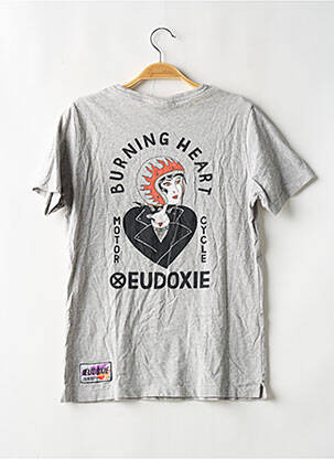 Tricou serigrafie flockată mâneci scurte gri EUDOXIE femeie