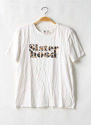 Tricou serigrafie flockată mâneci scurte alb CAMAIEU femeie