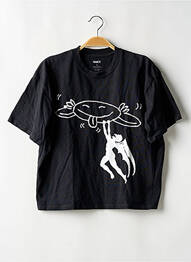 Tricou serigrafie flockată mâneci scurte negru OBEY femme