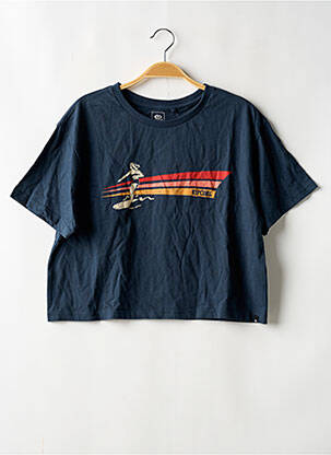 Tricou serigrafie flockată mâneci scurte albastru RIP CURL femeie