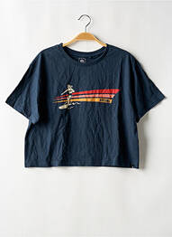 Tricou serigrafie flockată mâneci scurte albastru RIP CURL femme