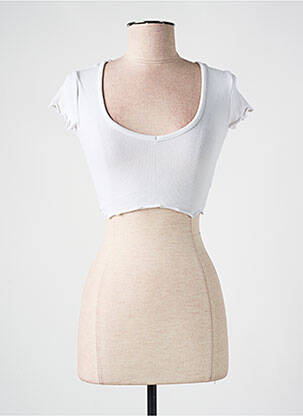 Top mâneci scurte mâneci scurte alb PULL & BEAR femeie