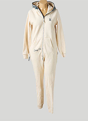 Salopetă-pantalon croială cambrată mâneci lungi bej ONEPIECE femeie