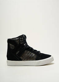 Adidași nubuc toc plat până la 3 cm negru SUPRA femme