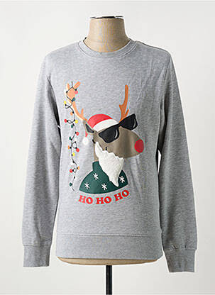 Hanorac serigrafie flockată mâneci lungi gri JACK & JONES bărbat