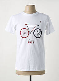 Tricou croială cambrată mâneci scurte alb MAISON FT homme