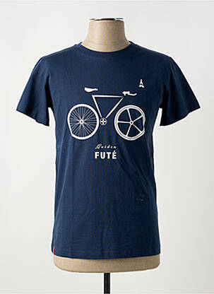 Tricou croială cambrată mâneci scurte albastru MAISON FT bărbat