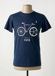 Tricou croială cambrată mâneci scurte albastru MAISON FT homme
