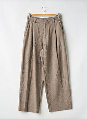 Pantalon drept închidere cu fermoar sub clapetă cu cârlig bej UNIQLO femeie