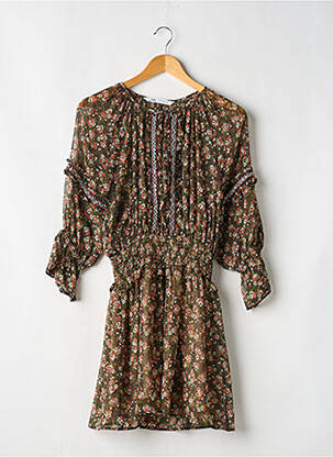 Rochie midi imprimeu floral mâneci lungi verde ZARA femeie
