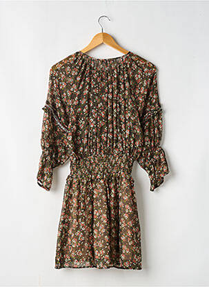 Rochie midi imprimeu floral mâneci lungi verde ZARA femeie