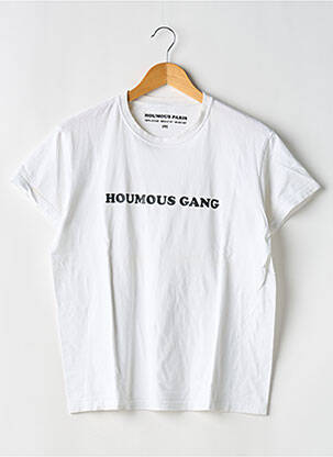 Tricou serigrafie flockată mâneci scurte alb HOUMOUS femeie