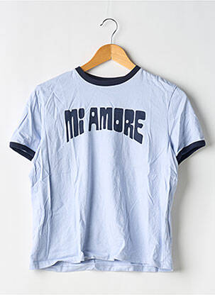 Tricou serigrafie flockată mâneci scurte albastru DIVIDED H&M femeie