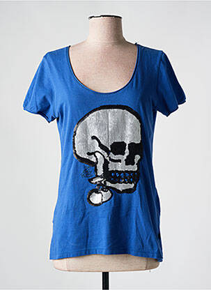 Tricou elasticitate mâneci scurte albastru LE TEMPS DES CERISES femeie