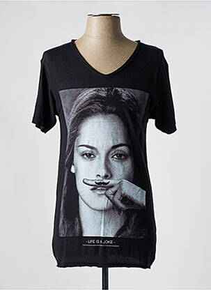Tricou imprimeu fantezie mâneci scurte negru ELEVEN PARIS femeie
