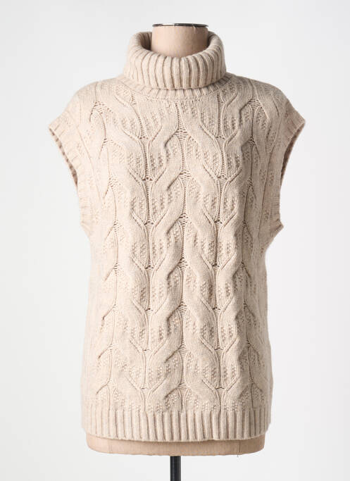 Pulover cu guler înalt bej GEISHA femeie