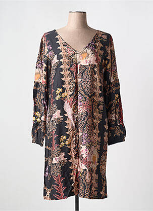 Rochie midi imprimeu floral mâneci lungi negru CREAM femeie