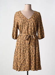 Rochie midi mâneci 3/4 mâneci 3/4 maro CREAM femeie