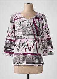 Tricou imprimeu fantezie mâneci 3/4 violet BARBARA LEBEK femme