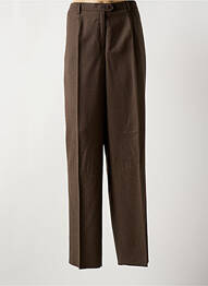 Pantalon drept închidere cu fermoar sub clapetă cu nasturi maro LUCIA femme