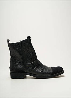 Botine/ghete țesătură satinată toc mic negru MOSHION bărbat